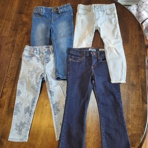 Set of 4 Oshkosh and Carters toddler girl jeans, Size 3T